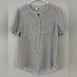 Lucky Brand Striped Short Sleeve Blouse